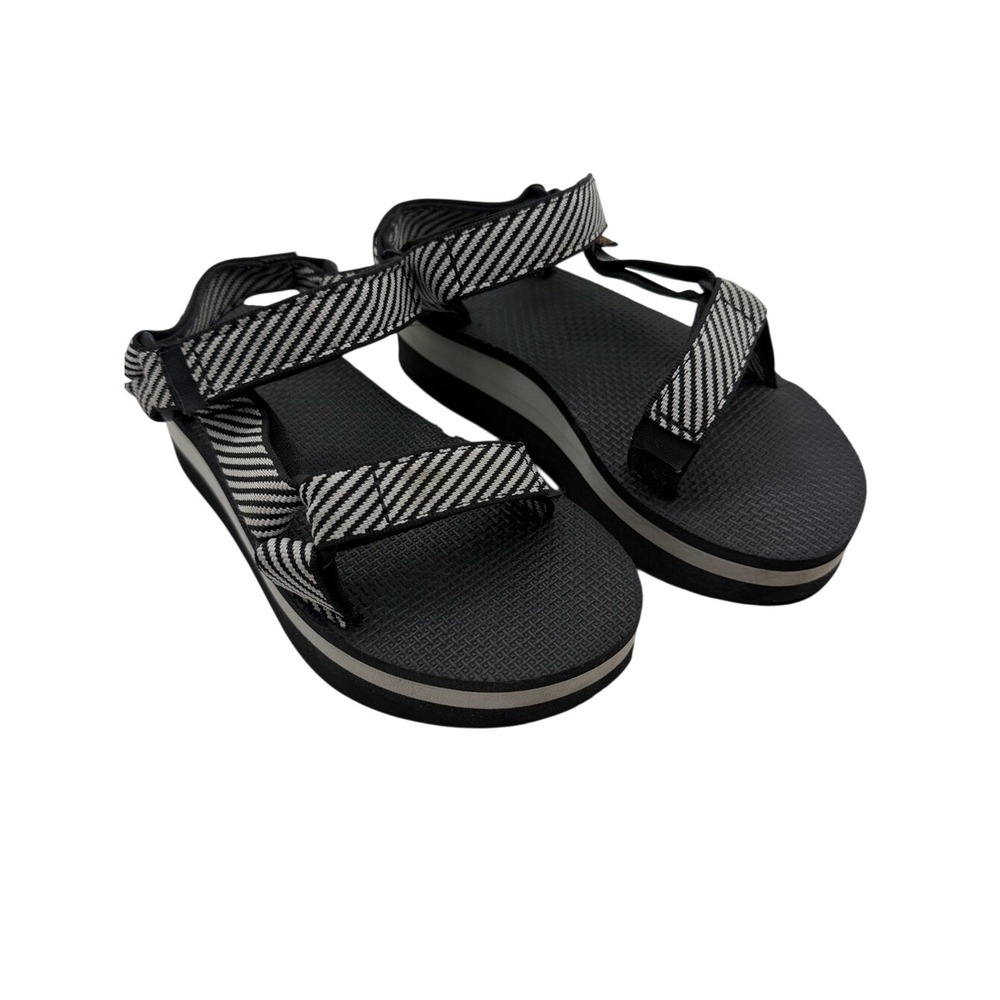 Teva Black and White Striped Flatform Sandals Size 5